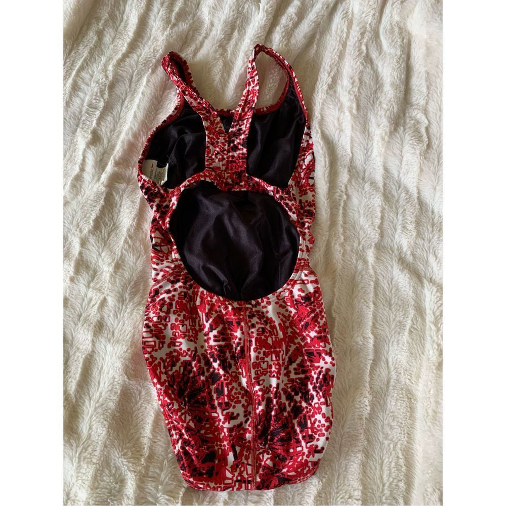 Red and white Speedo One Piece swimsuit for Competition size 32 - Picture 3 of 5